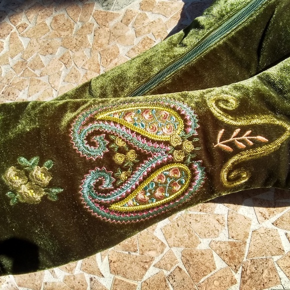 A Marinelli Olive Velvet Boots - Picture 3 of 5